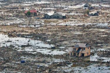 aerial view tsunami destruction indonesia from 2005